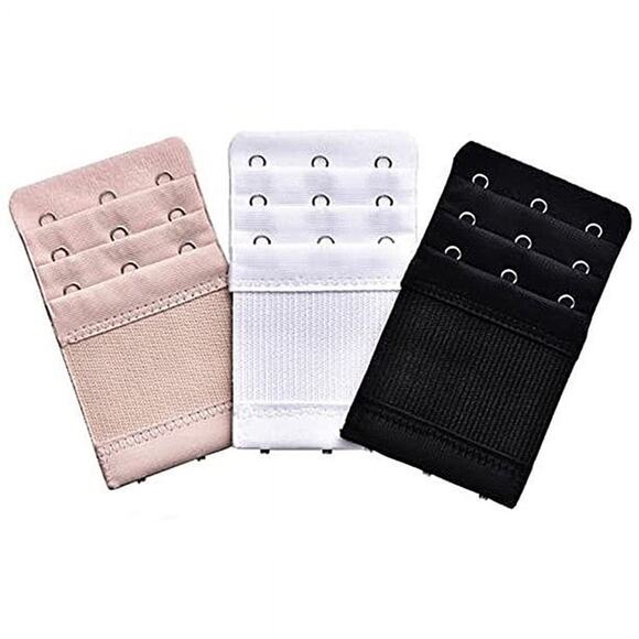 3 Pieces Womens Bra Extenders Elastic Stretchy Bra Extension Strap 3 Rows 3 Hook - Picture 2 of 5